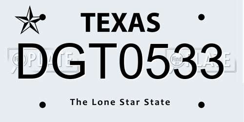 DGT0533 Texas License Plate