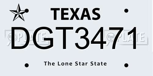 DGT3471 Texas License Plate