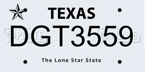 DGT3559 Texas License Plate
