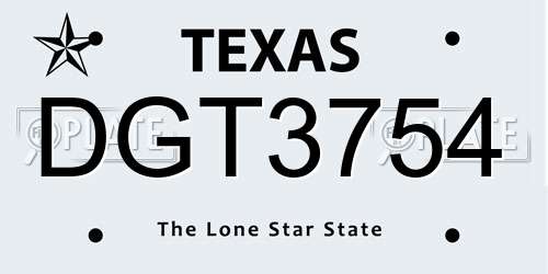DGT3754 Texas License Plate