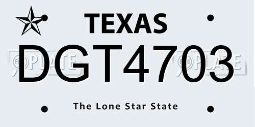 DGT4703 Texas License Plate