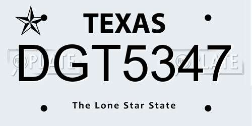 DGT5347 Texas License Plate