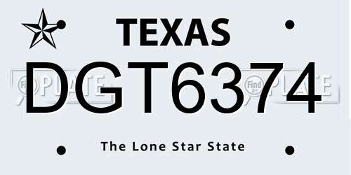 DGT6374 Texas License Plate
