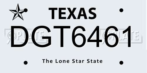 DGT6461 Texas License Plate