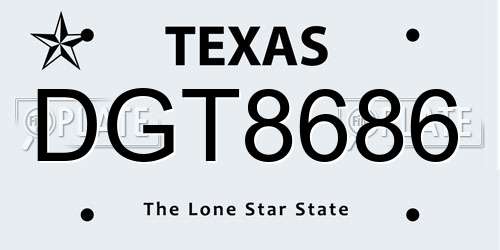 DGT8686 Texas License Plate