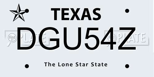 DGU54Z Texas License Plate