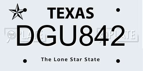 DGU842 Texas License Plate