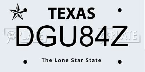 DGU84Z Texas License Plate