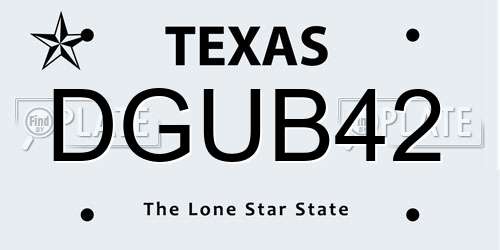 DGUB42 Texas License Plate