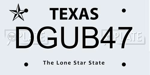 DGUB47 Texas License Plate