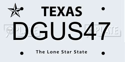 DGUS47 Texas License Plate