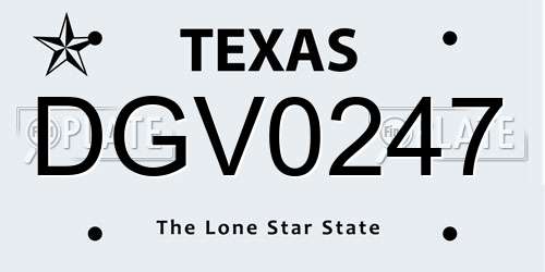DGV0247 Texas License Plate