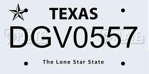 DGV0557 Texas License Plate