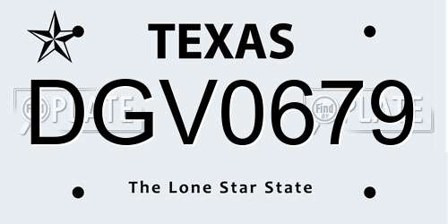 DGV0679 Texas License Plate