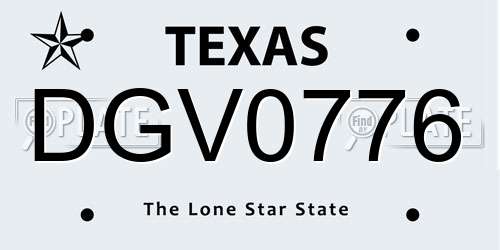 DGV0776 Texas License Plate