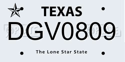 DGV0809 Texas License Plate