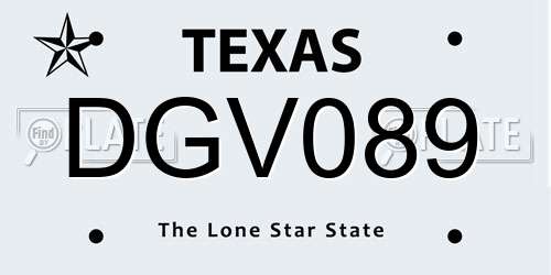 DGV089 Texas License Plate