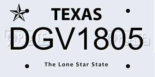 DGV1805 Texas License Plate