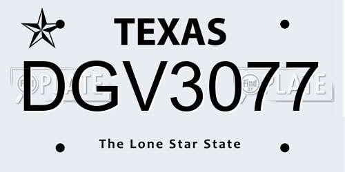 DGV3077 Texas License Plate