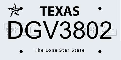 DGV3802 Texas License Plate