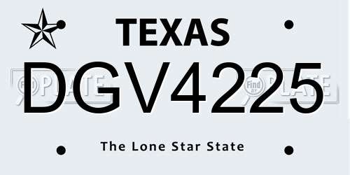 DGV4225 Texas License Plate