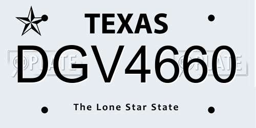 DGV4660 Texas License Plate