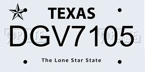 DGV7105 Texas License Plate
