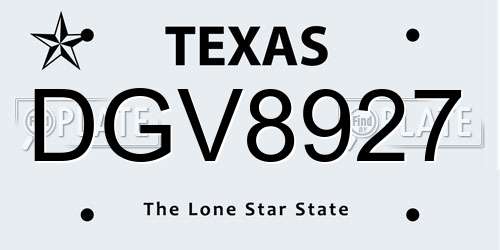 DGV8927 Texas License Plate