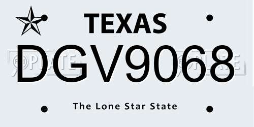 DGV9068 Texas License Plate