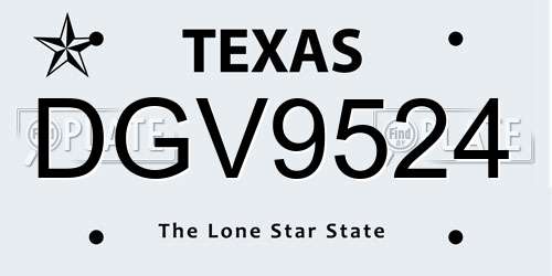 DGV9524 Texas License Plate