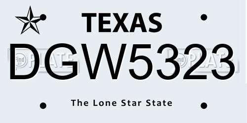 DGW5323 Texas License Plate