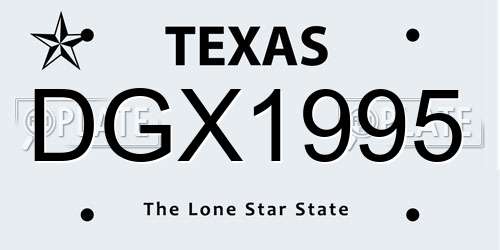 DGX1995 Texas License Plate