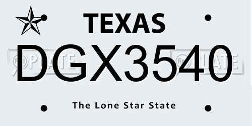 DGX3540 Texas License Plate