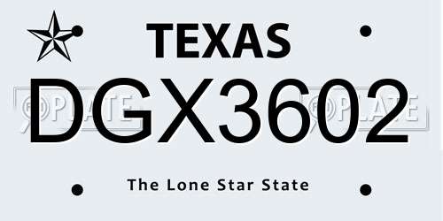 DGX3602 Texas License Plate