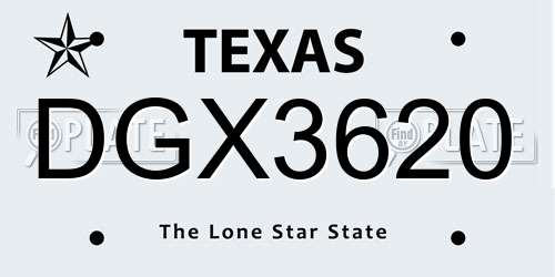 DGX3620 Texas License Plate
