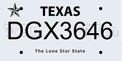 DGX3646 Texas License Plate