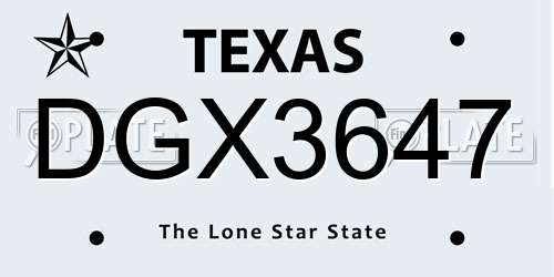 DGX3647 Texas License Plate