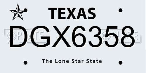 DGX6358 Texas License Plate