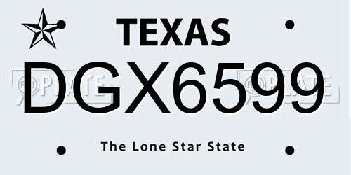 DGX6599 Texas License Plate
