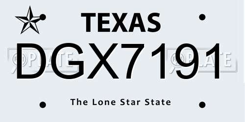 DGX7191 Texas License Plate