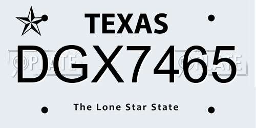 DGX7465 Texas License Plate