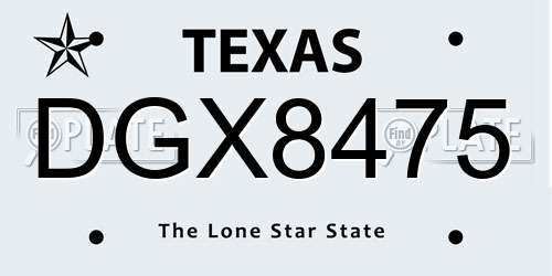 DGX8475 Texas License Plate
