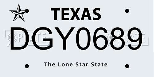 DGY0689 Texas License Plate
