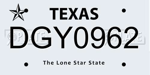 DGY0962 Texas License Plate