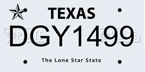 DGY1499 Texas License Plate