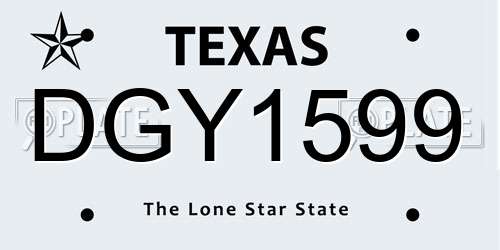 DGY1599 Texas License Plate