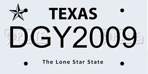 DGY2009 Texas License Plate