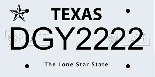 DGY2222 Texas License Plate