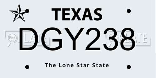 DGY238 Texas License Plate