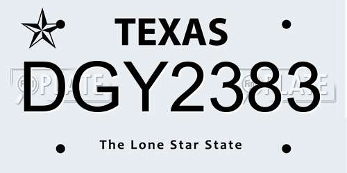 DGY2383 Texas License Plate